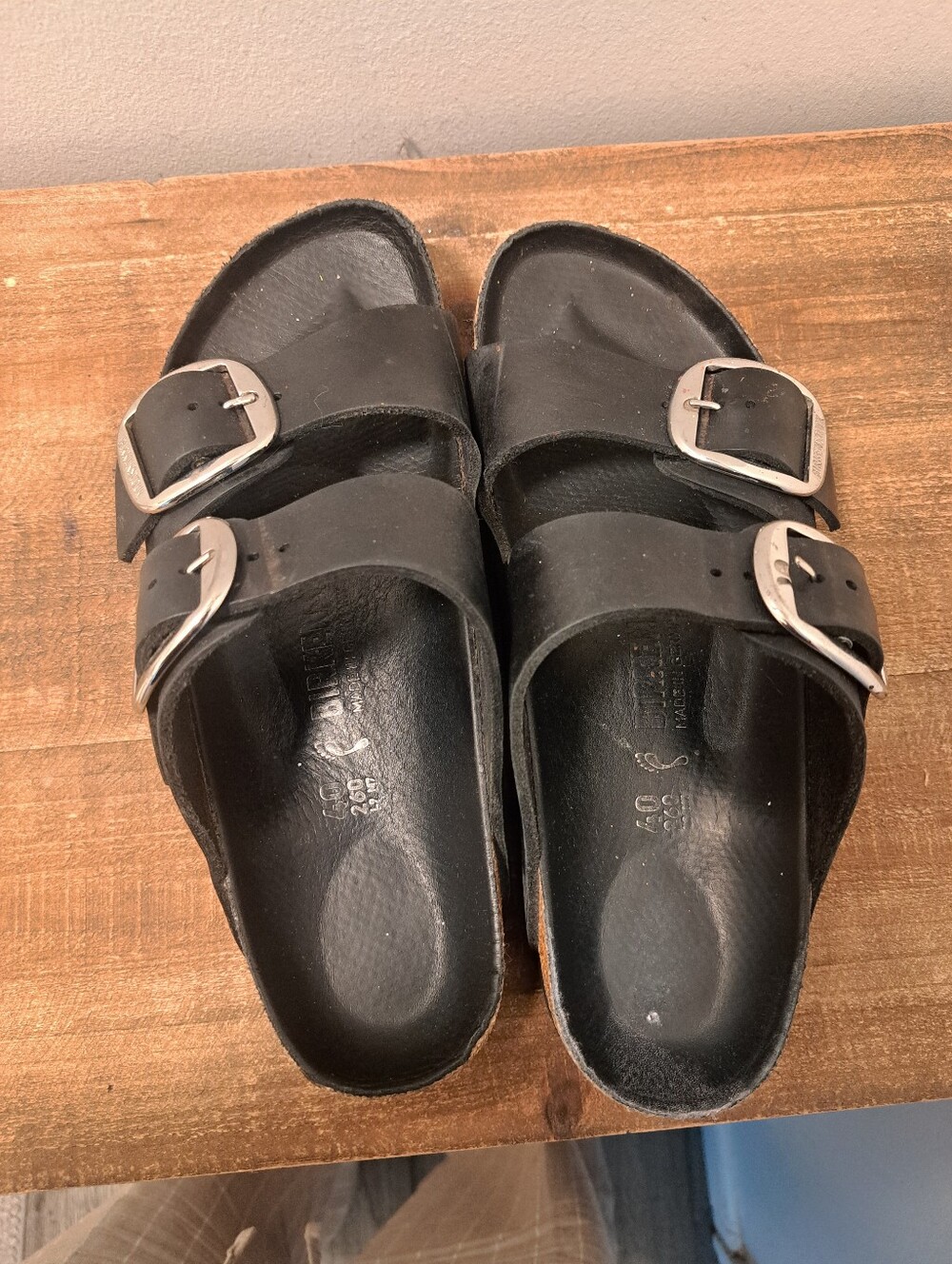 Black Two-Strap Cork Footbed Sandal - Women's Slip-On